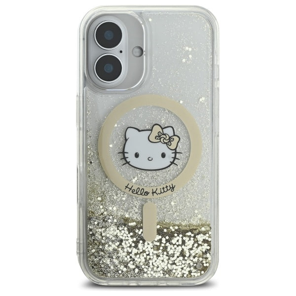Hello Kitty MagSafe dėklas iPhone 16 – juodai auksinis
