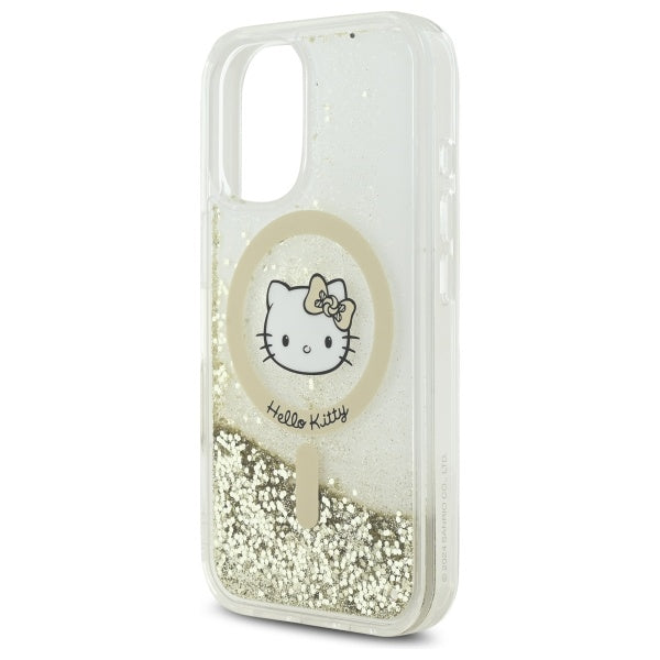 Hello Kitty MagSafe dėklas iPhone 16 – juodai auksinis