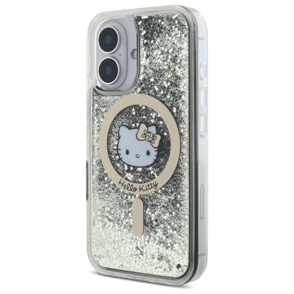 Hello Kitty MagSafe dėklas iPhone 16 – juodai auksinis