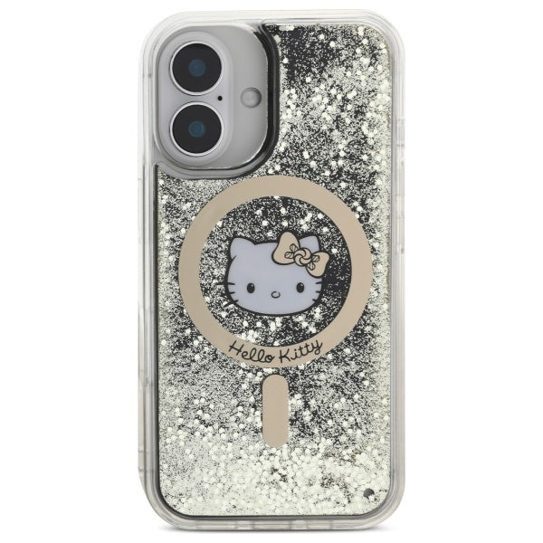 Hello Kitty MagSafe dėklas iPhone 16 – juodai auksinis
