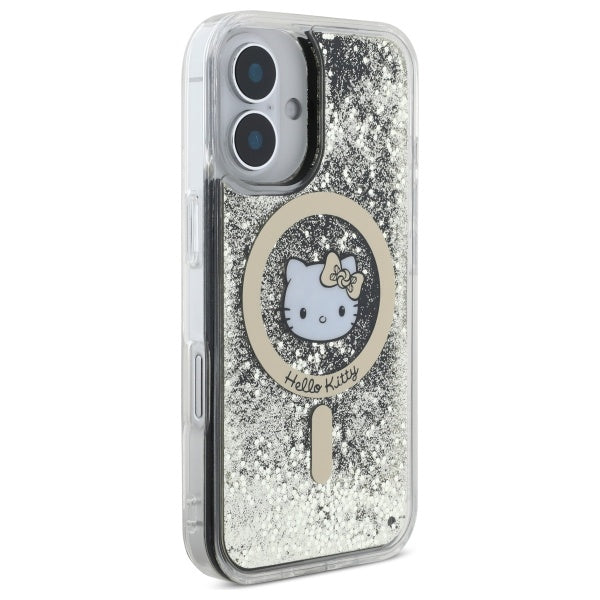 Hello Kitty MagSafe dėklas iPhone 16 – juodai auksinis