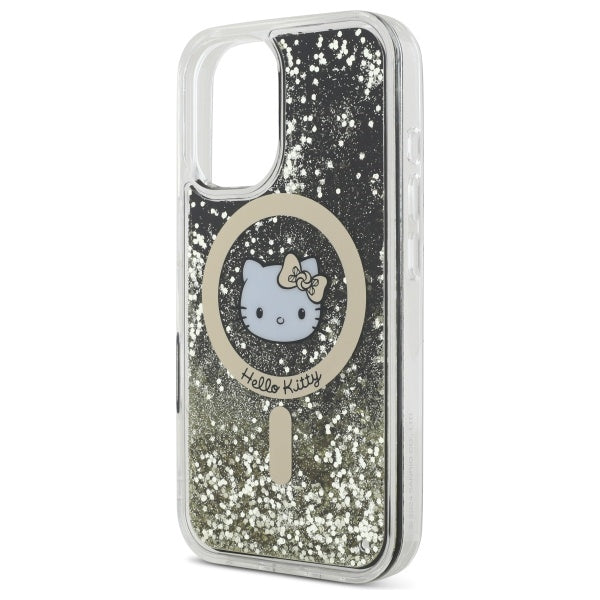 Hello Kitty MagSafe dėklas iPhone 16 – juodai auksinis