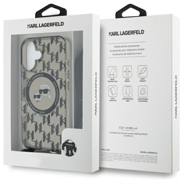 Karl Lagerfeld MagSafe dėklas su dirželiu iPhone 16 – juodas