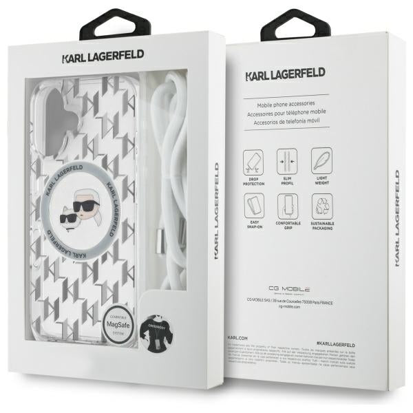 Karl Lagerfeld MagSafe dėklas iPhone 16 – skaidrus