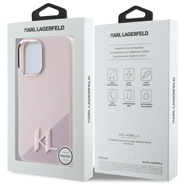 Karl Lagerfeld silikoninis MagSafe dėklas iPhone 16 – rožinis