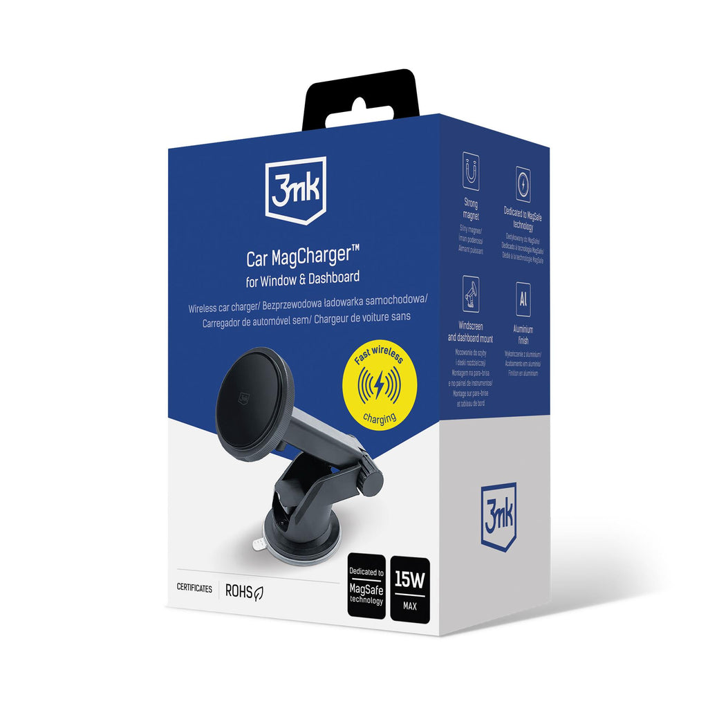 3mk Car MagCharger automobilinis laikiklis priekiniam stiklui ir prietaisų skydeliui