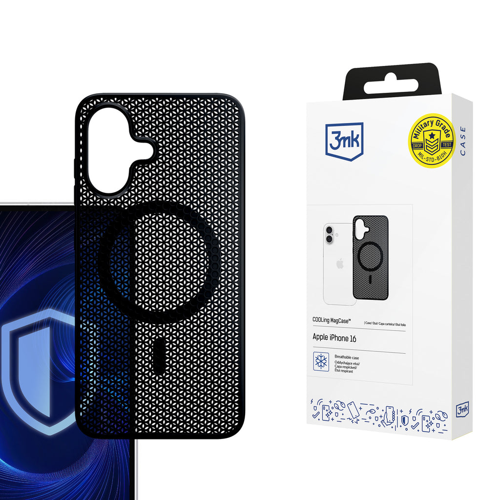 3mk COOLing MagCase, skirtas Apple iPhone 16 Plus - juodas