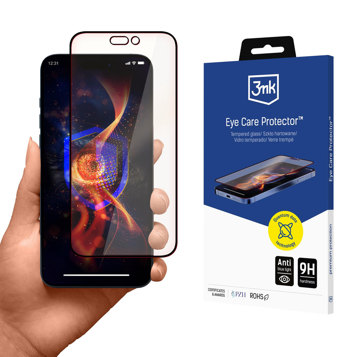 Grūdinto stiklo 3mk akių priežiūros priemonė, skirta Apple iPhone 15/16