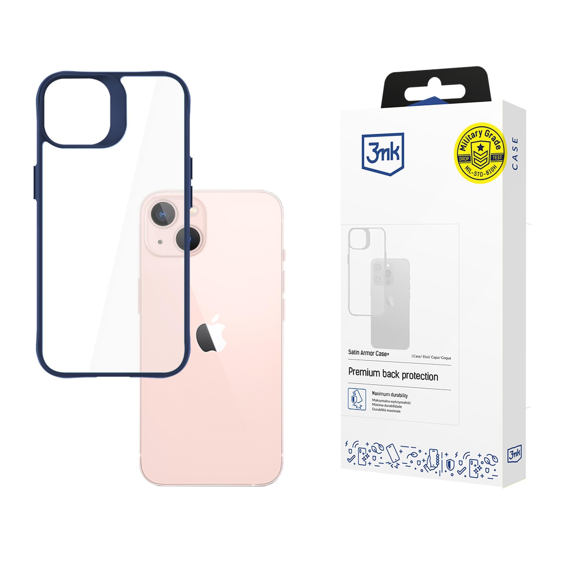 3mk Satin Armor Case+ Blue, skirtas Apple iPhone 14 - skaidrus