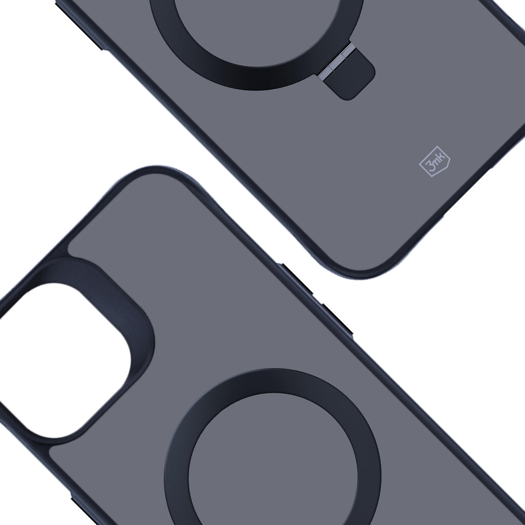 3mk Smoke Case Mag&Stand, skirtas Apple iPhone 15 plus - juodas