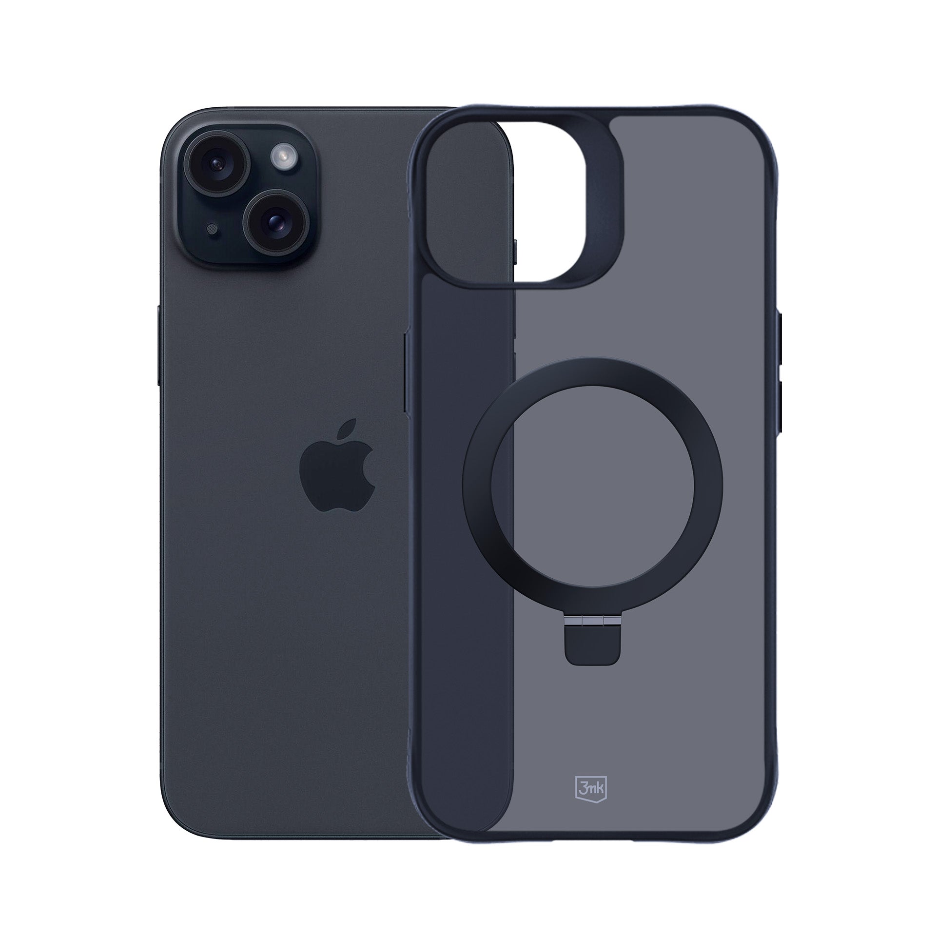 3mk Smoke Case Mag&Stand, skirtas Apple iPhone 15 plus - juodas