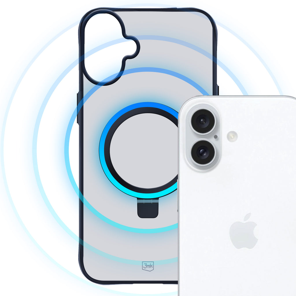 3mk Smoke Case Mag&Stand, skirtas Apple iPhone 16 - juodas