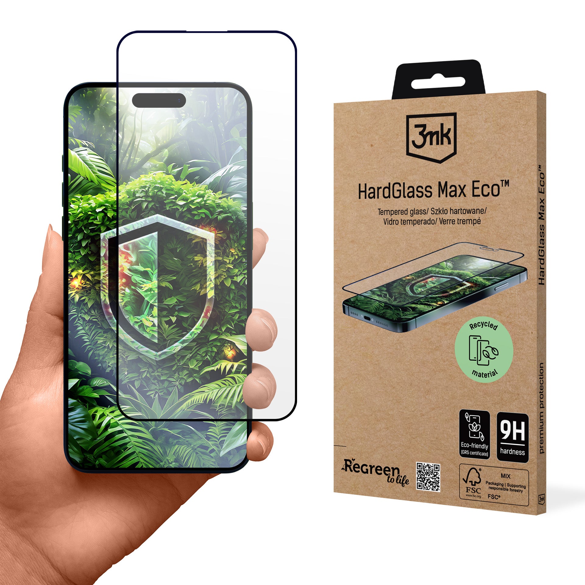 Grūdintas stiklas 9H 3mk HardGlass Max, skirtas Apple iPhone 15 Plus / 16 Plus