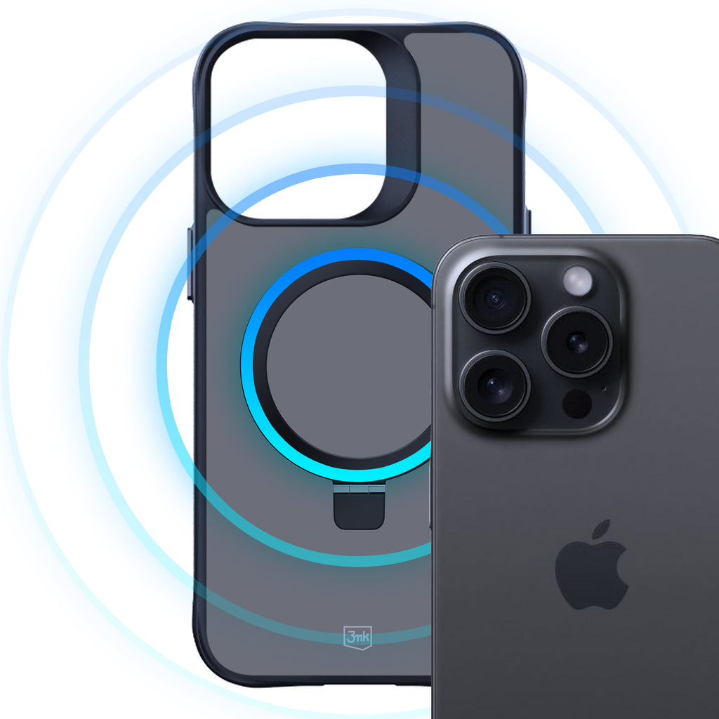 3mk Smoke Case Mag&Stand skirtas Apple iPhone 16 Pro Max - juodas -- iPhone 16 Pro Max