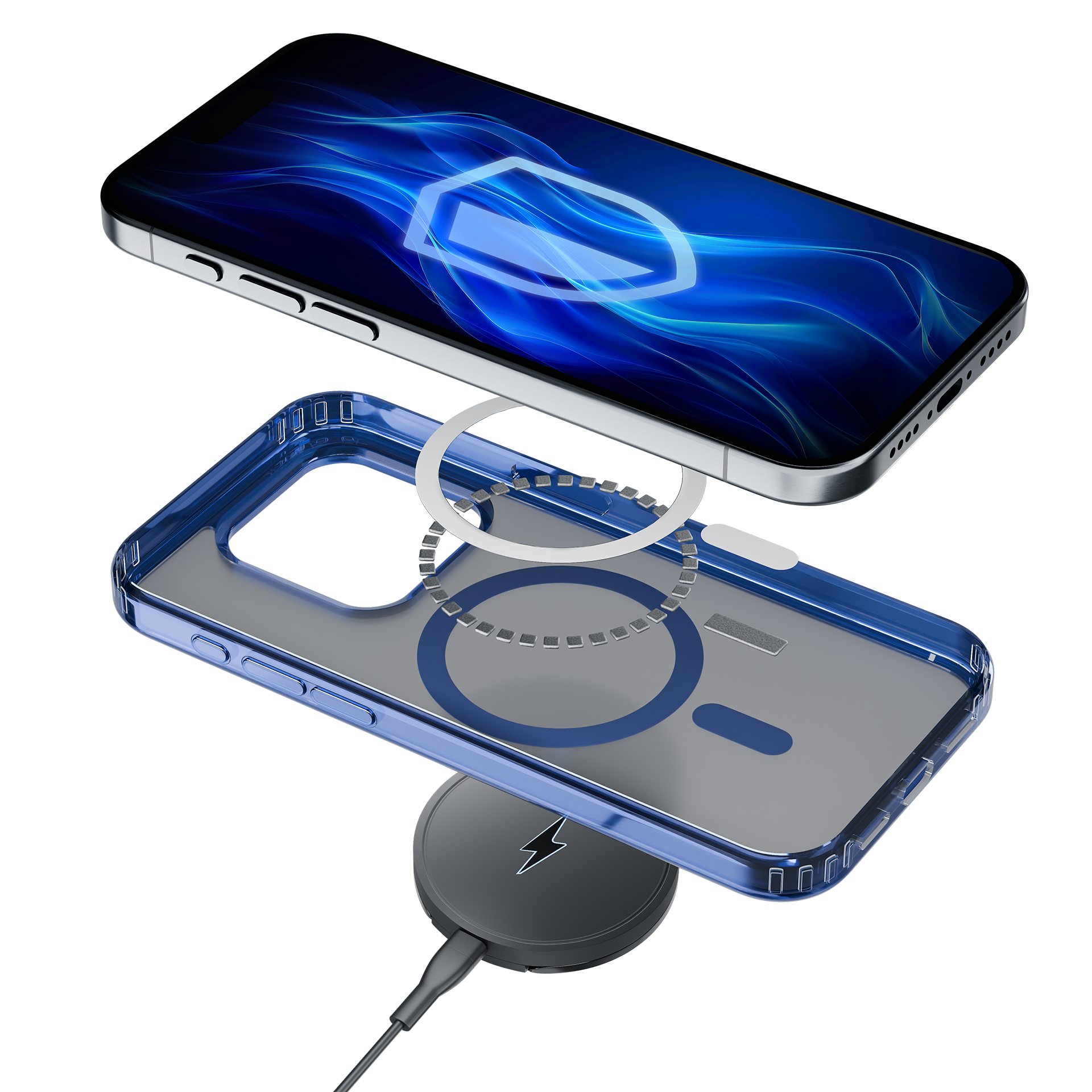 3mk Frosty MagCase mėlynas dėklas, skirtas Apple iPhone 16 Pro Max – skaidrus