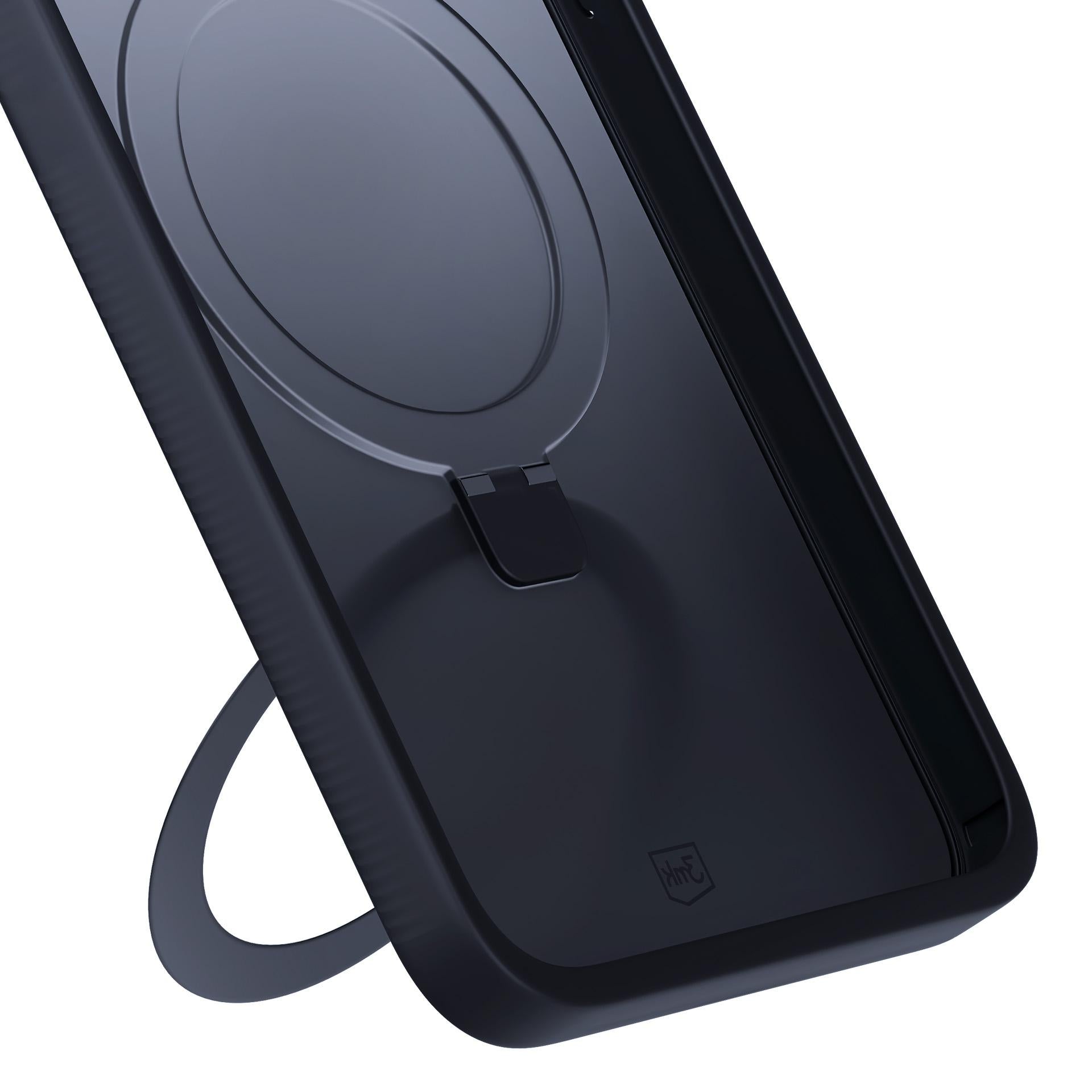 3mk Smoke Case Mag&Stand, skirtas Apple iPhone 12 pro max - juodas -- iPhone 12 Pro Max
