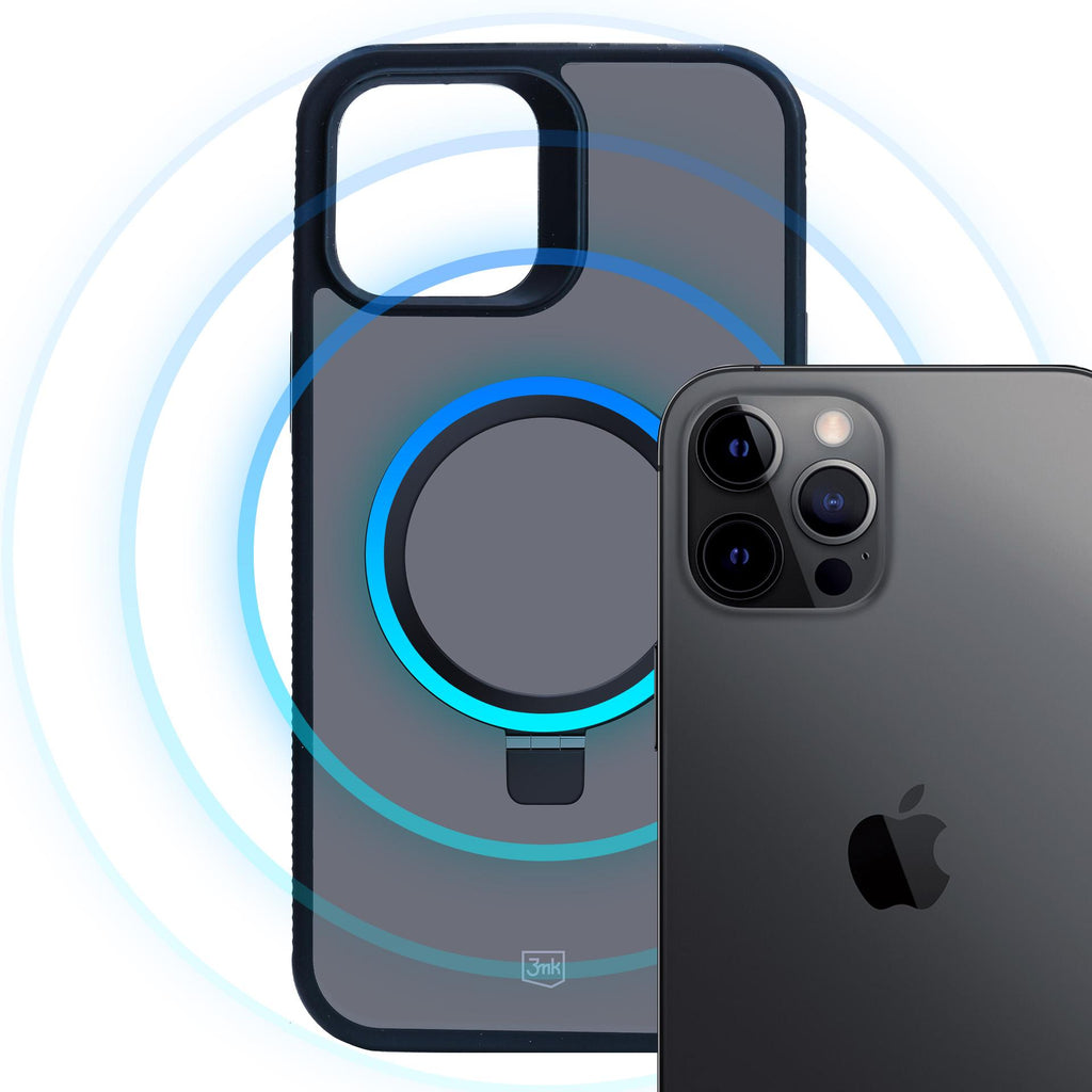 3mk Smoke Case Mag&Stand, skirtas Apple iPhone 12 pro max - juodas -- iPhone 12 Pro Max
