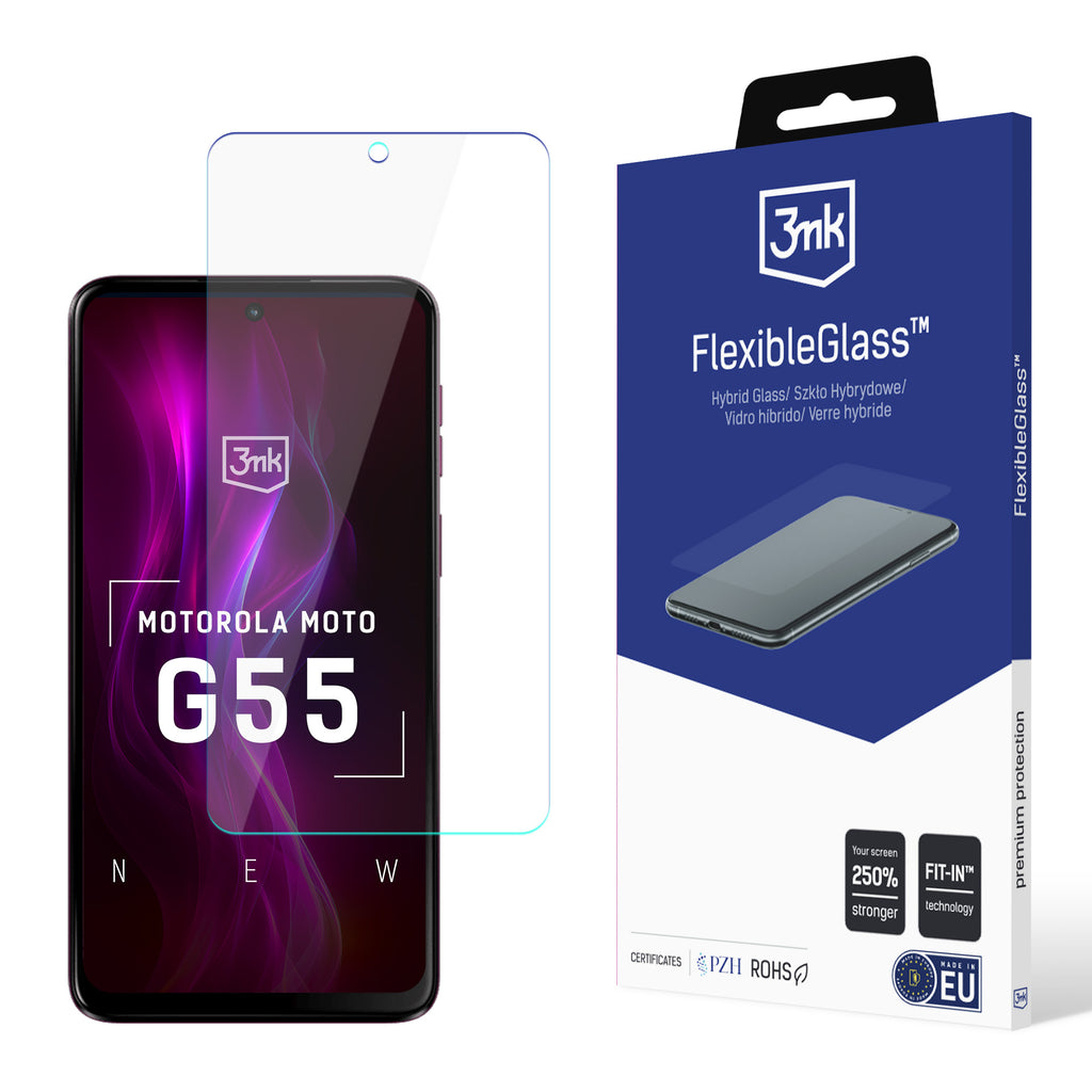 Hibridinis stiklas 3mk FlexibleGlass, skirtas Motorola Moto G55 5G -- Motorola Moto G55 5G
