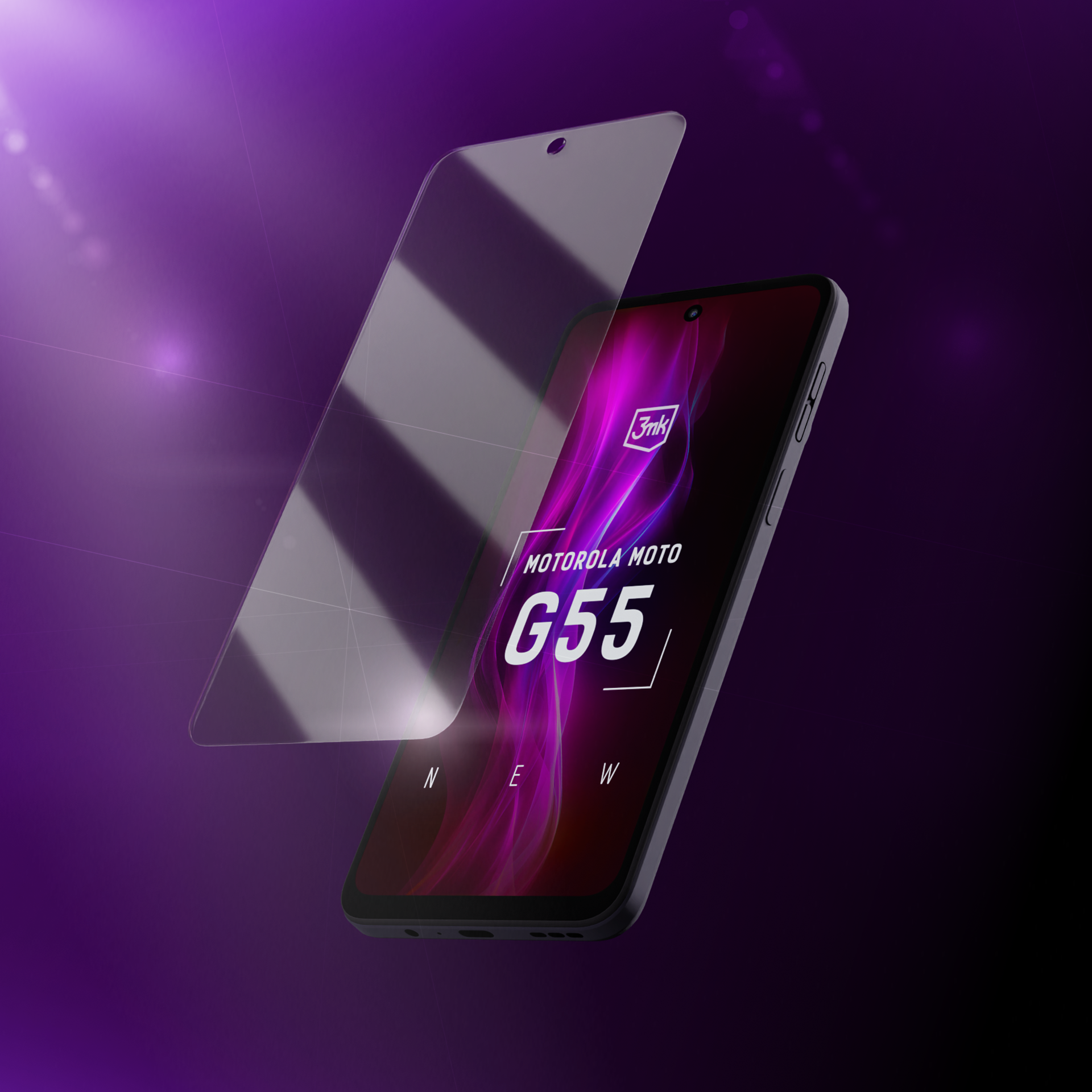 Hibridinis stiklas 3mk FlexibleGlass, skirtas Motorola Moto G55 5G -- Motorola Moto G55 5G