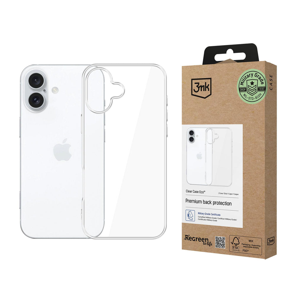 3mk Clear Case Eco, skirtas Apple iPhone 16 plus - skaidrus