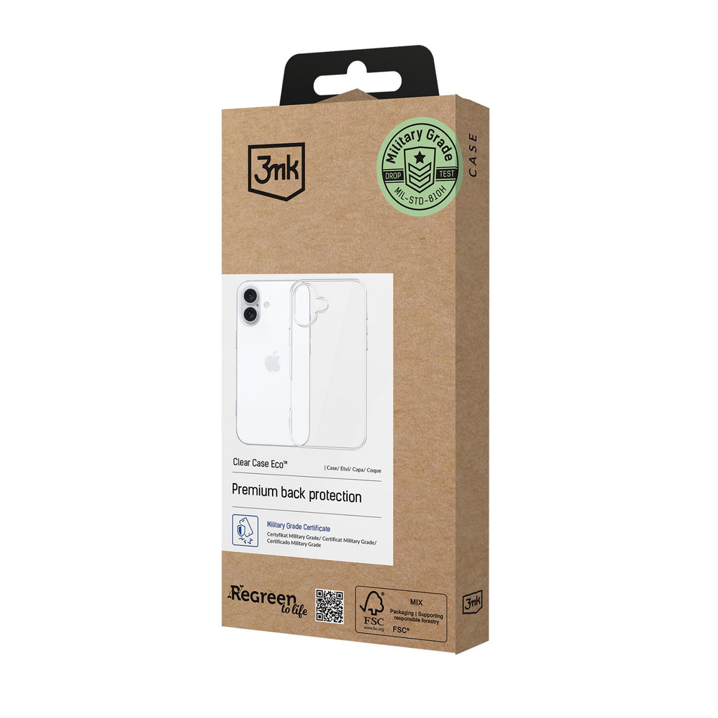 3mk Clear Case Eco, skirtas Apple iPhone 16 plus - skaidrus