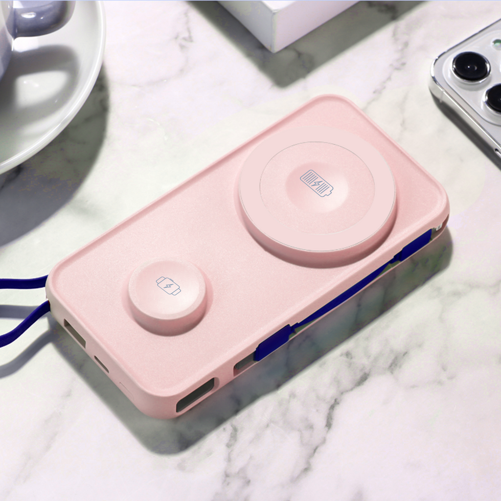 3mk išorinė baterija PastelUp 10,000mAh 22.5W USB 1A1C - rožinė