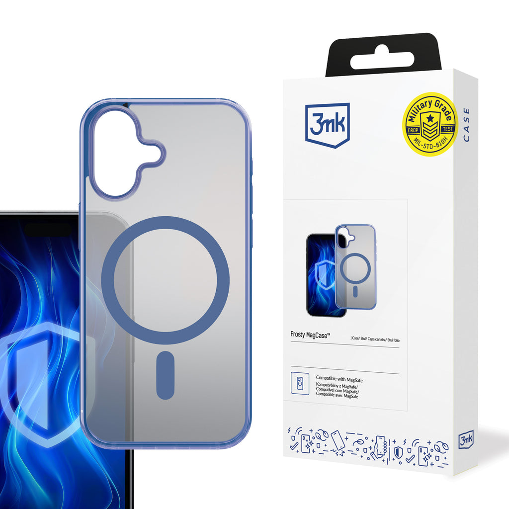 3mk Frosty MagCase mėlynas dėklas, skirtas Apple iPhone 16 Plus – skaidrus