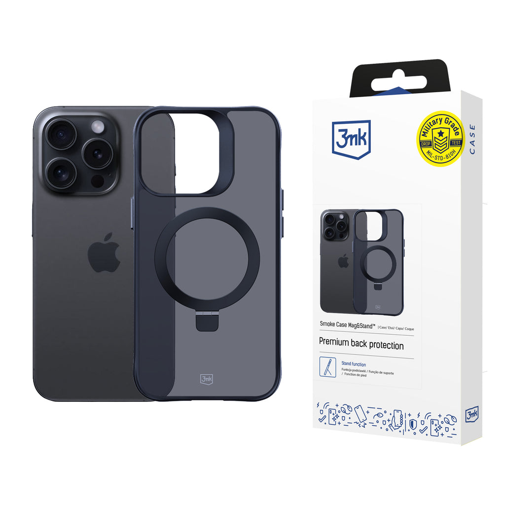 3mk Smoke Case Mag&Stand skirtas Apple iPhone 14 Pro Max - juodas -- iPhone 14 Pro Max