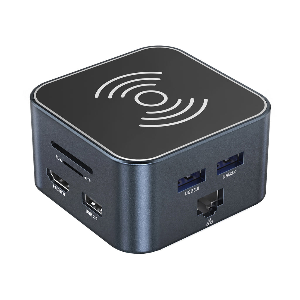 USB-C šalunas 12 in 1 Wozinsky WHBC09Y8S multifunkcinis, su belaide įkrovimo funkcija, aliuminis, su 15 cm kabeliu -...