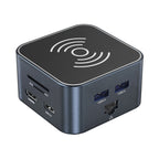 USB-C šalunas 12 in 1 Wozinsky WHBC09Y8S multifunkcinis, su belaide įkrovimo funkcija, aliuminis, su 15 cm kabeliu -...