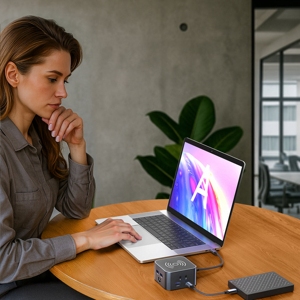 USB-C šalunas 12 in 1 Wozinsky WHBC09Y8S multifunkcinis, su belaide įkrovimo funkcija, aliuminis, su 15 cm kabeliu -...