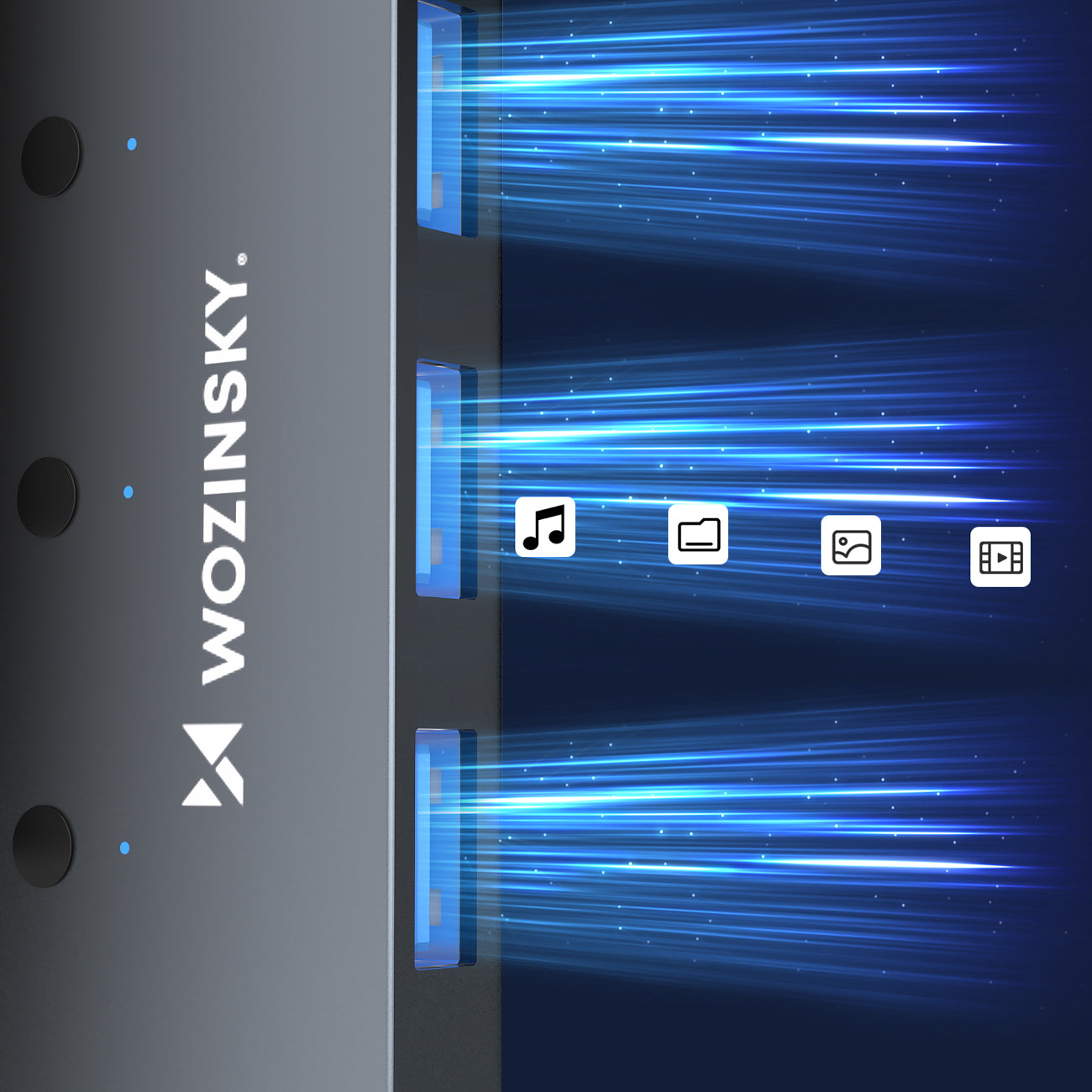USB-A Hub Wozinsky WHS080YSS 4 x USB-A 3.0 su atskirais jungikliais, aliuminis, su 30 cm kabeliu - pilkas -- USB Hubs