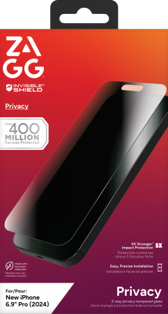 ZAGG InvisibleShield Glass Elite Privacy stiklas iPhone 16 Pro Max Pirmasis paveikslėlis