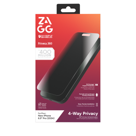 ZAGG InvisibleShield Glass Elite Privacy 360 stiklas iPhone 16 Pro Max Pirmasis paveikslėlis