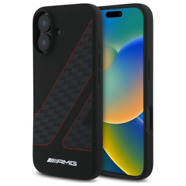 AMG Checkered Flag MagSafe dėklas iPhone 16 – juodas Pirmasis paveikslėlis