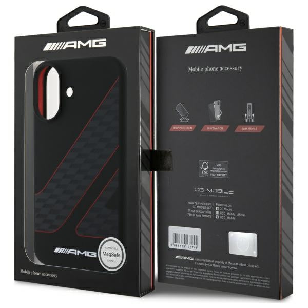 AMG Checkered Flag MagSafe dėklas iPhone 16 – juodas