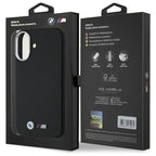 BMW MagSafe dėklas iPhone 16 – juodas (M Smooth Full Wrapped Metal)