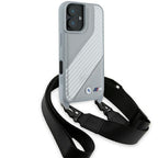 BMW M Edition Carbon Stripe & Strap dėklas iPhone 16 – pilkas
