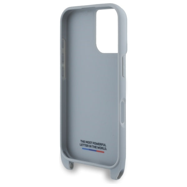 BMW M Edition Carbon Stripe & Strap dėklas iPhone 16 – pilkas