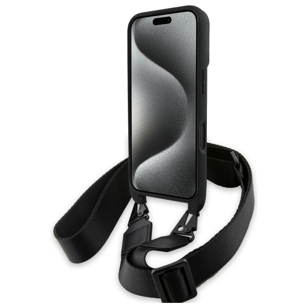 BMW M Edition Carbon Stripe & Strap dėklas iPhone 16 – juodas