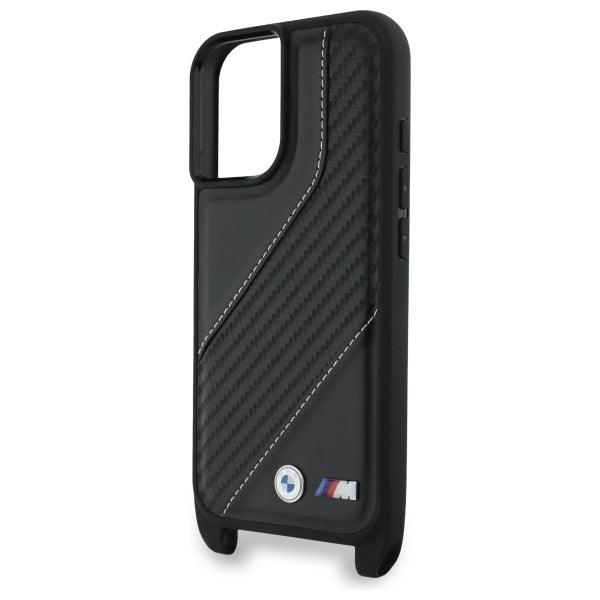 BMW M Edition Carbon Stripe & Strap dėklas iPhone 16 – juodas