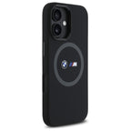 BMW M silikoninis MagSafe dėklas iPhone 16 – juodas