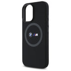 BMW M silikoninis MagSafe dėklas iPhone 16 – juodas