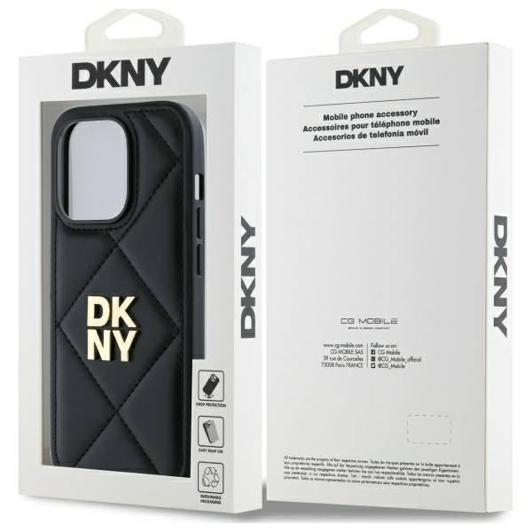 DKNY dygsniuotas dėklas iPhone 14 Pro – juodas