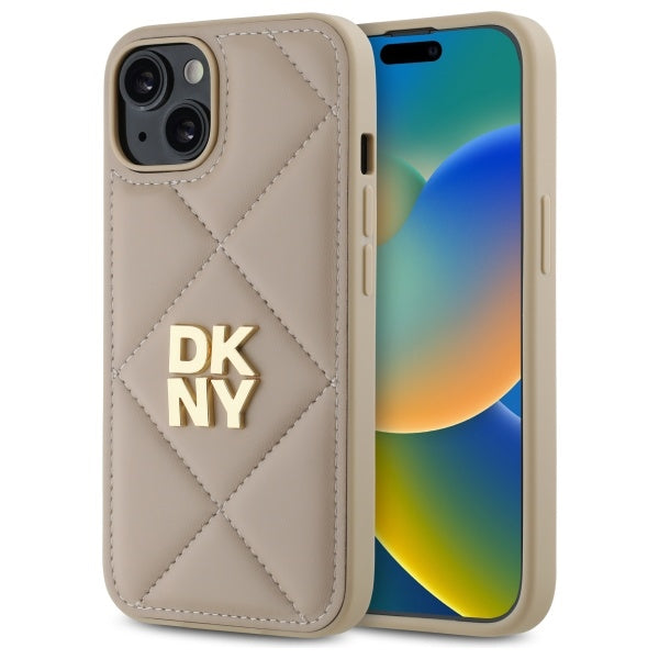 DKNY dygsniuotas dėklas iPhone 14 – smėlio