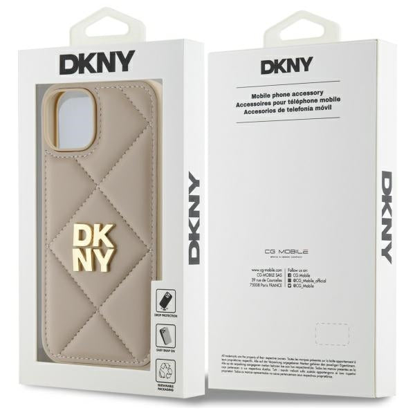 DKNY dygsniuotas dėklas iPhone 14 – smėlio