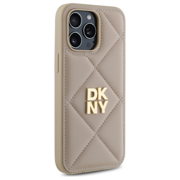 DKNY dygsniuotas dėklas iPhone 14 Pro Max – smėlinis