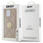 DKNY dygsniuotas dėklas iPhone 14 Pro Max – smėlinis