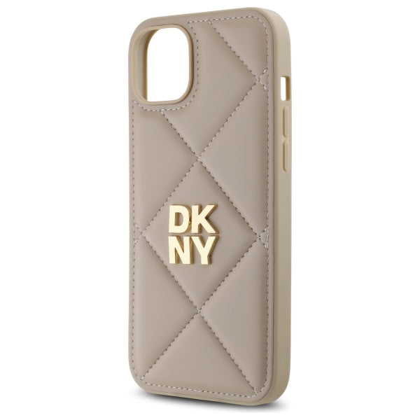 DKNY dygsniuotas dėklas iPhone 15 Plus – smėlio