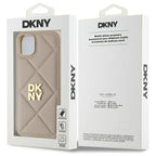 DKNY dygsniuotas dėklas iPhone 15 Plus – smėlio